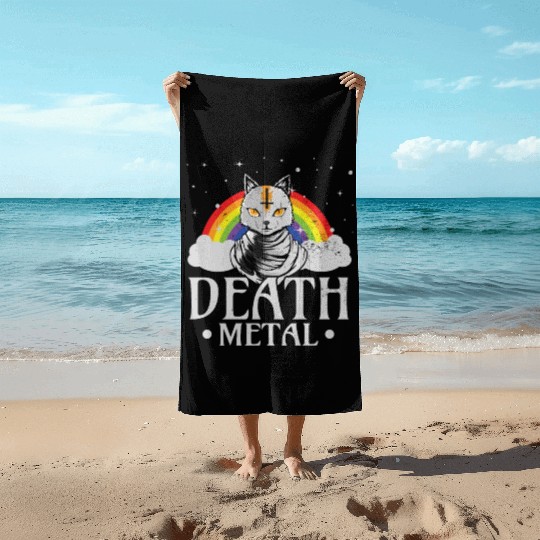 Death Metal Rock Satan Cat For Concerts Festivals Beach Towels