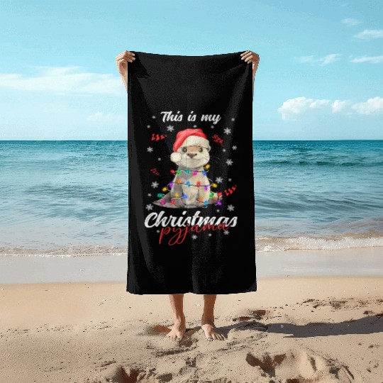 Winter Christmas Pyjama Otter Beach Towels