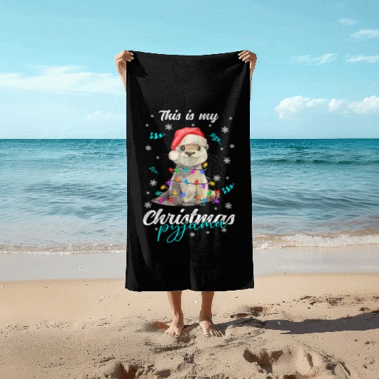 Winter Christmas Pyjama Otter Beach Towels