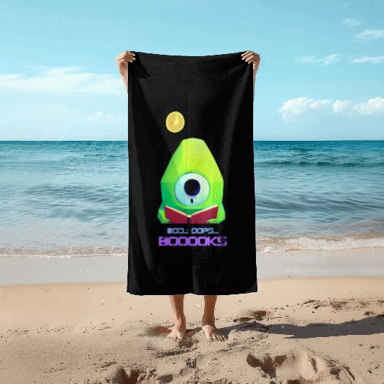 Cute Ghost Book Reading Teacher Funny Halloween Beach Towels