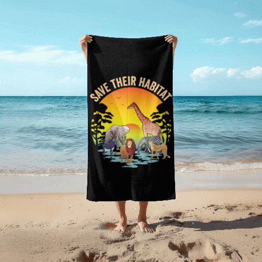 African Animal Rights Safari Lover Beach Towels
