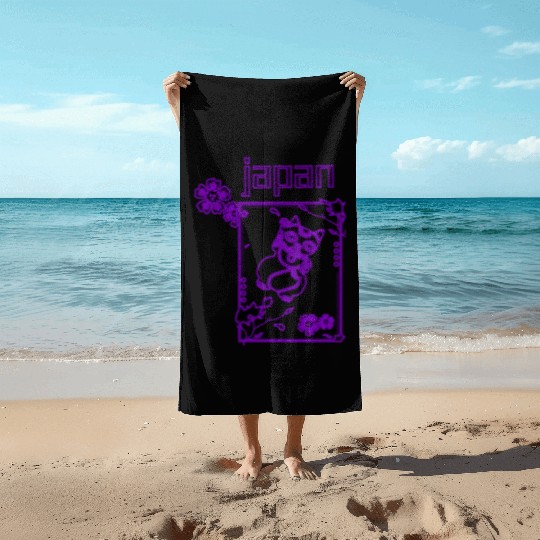 Japan Neon lucky Cat Beach Towels