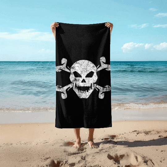 Textured Skull And Crossbones Beach Towels