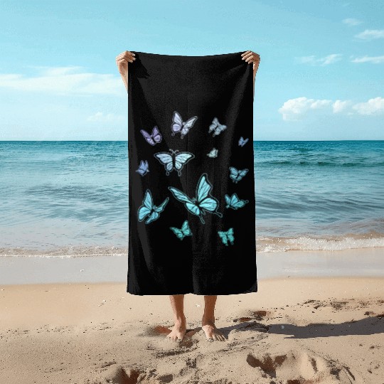 Blue Butterflies Gardening Butterfly Beach Towels