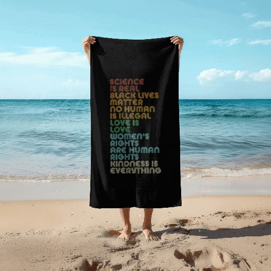 Vintage, Retro Science Is Real, Black Lives Matter Beach Towels