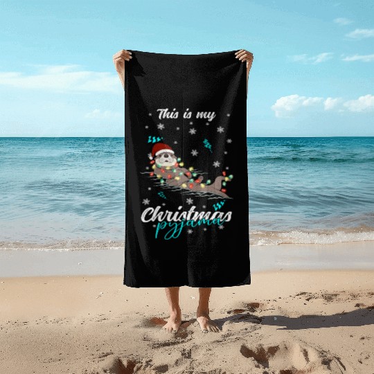 Winter Christmas Pyjama Otter Beach Towels