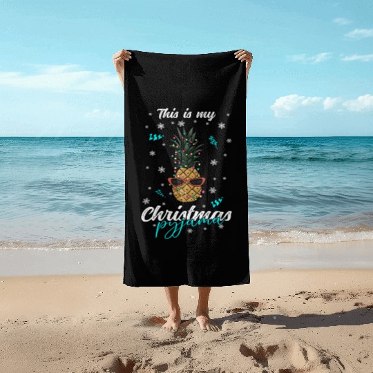 Winter Christmas Pyjama Pineapple Beach Towels