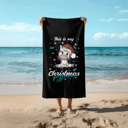 Winter Christmas Pyjama Cow Beach Towels