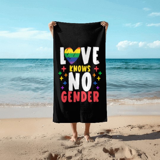Love Knows No Gender Rainbow Pride Month Beach Towels