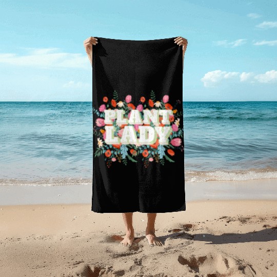 Plant Lady Flowers in Background Beach Towels