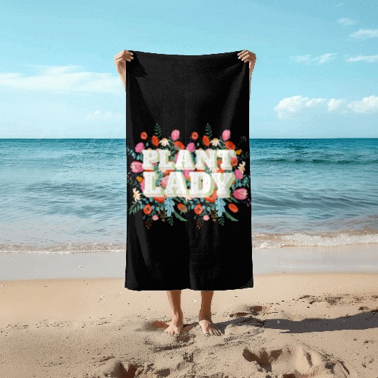 Plant Lady Flowers in Background Beach Towels