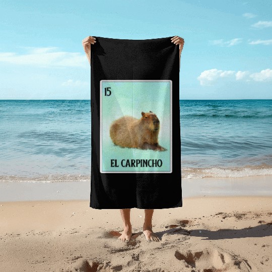 El Carpincho Mexican Capybara Cards Funny Rodent Beach Towels