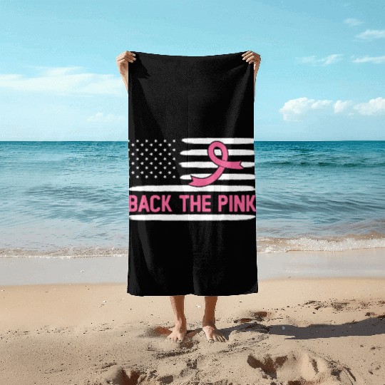 USA Flag Breast Cancer Awareness Beach Towels