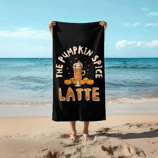 Pumpkin Spice Latte Halloween Coffee Lover Tarot Beach Towels