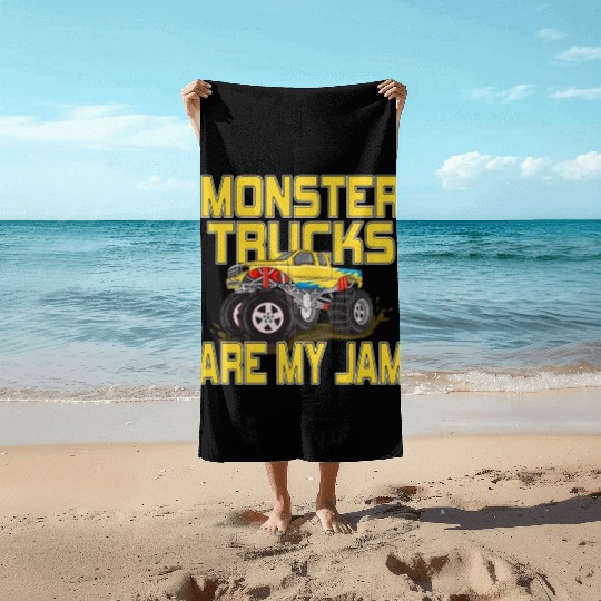 Monster Trucks Are My Jam Vintage Retro Beach Towels