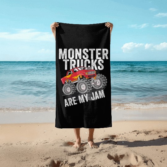 Monster Trucks Are My Jam Vintage Retro Beach Towels
