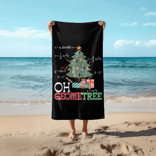 Oh Geometree Funny Christmas Tree Costume Students Beach Towels