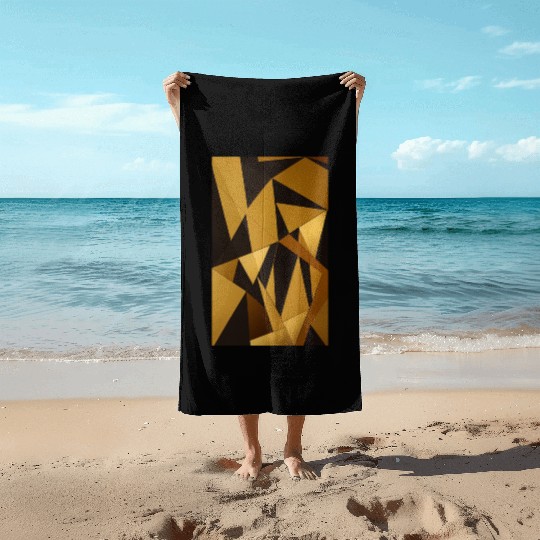 Black and Gold Minimalist Beach Towels