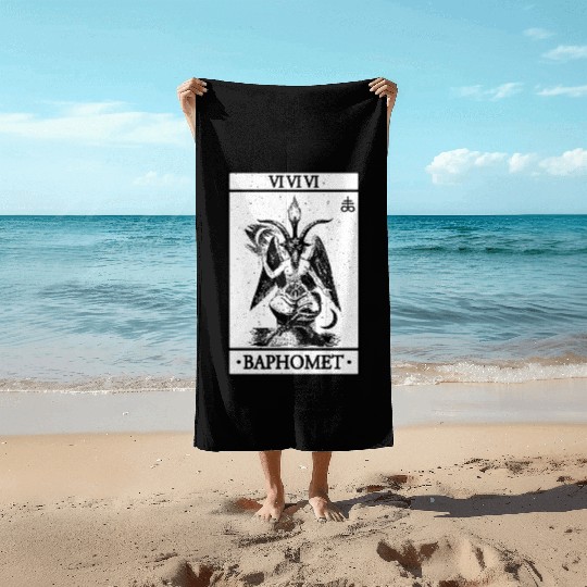 Baphomet Tarot Card Satanic Occult Beach Towels