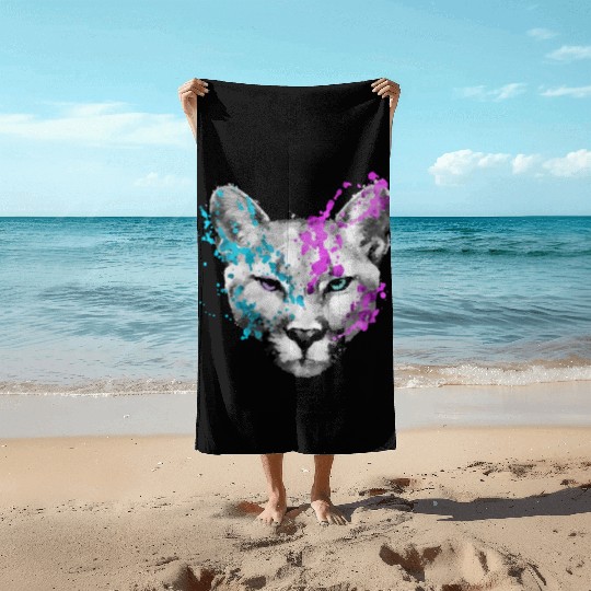 Dramabite mountain lion Beach Towels