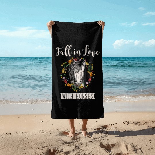 Women Fall Horse Lover Autumn Thanksgiving Beach Towels