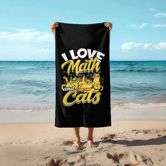I love math and cats - mathematical Beach Towels