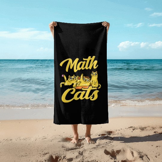 I love math and cats - cats Beach Towels