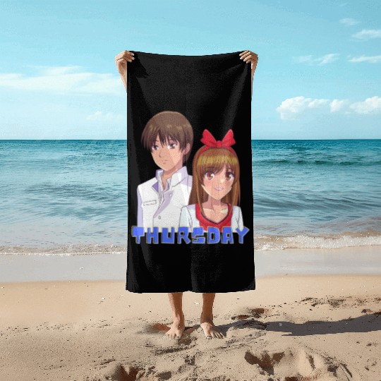 Anime Boy and Girl Day of The Week Thursday Beach Towels