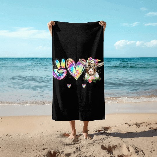 Tie Dye Peace Love Goats Farm Girl Goat Lover Beach Towels