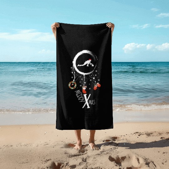 Winter dreamcatcher Christmas Curling Beach Towels