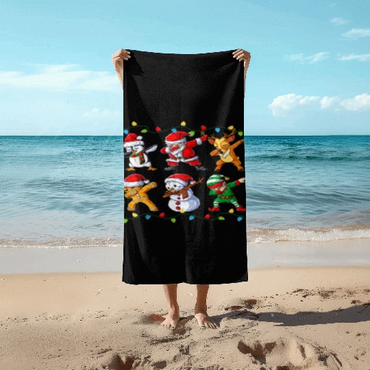 Dabbing Santa Elf Friends Christmas Boys Girls Men Beach Towels