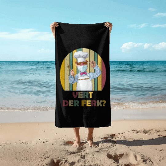 Vert Der Ferk the swedish chef Beach Towels
