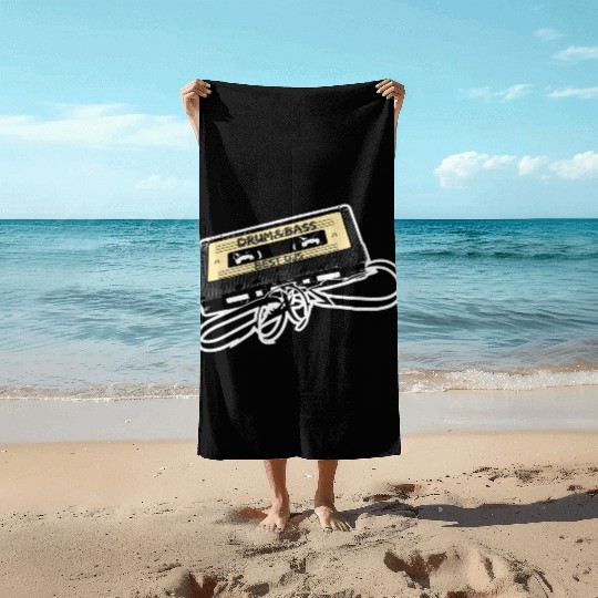 Drum and Bass Music Lover Gift Old Cassette Tape B Beach Towels