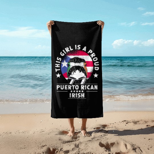 Puerto Rico Flag Ireland Grown Women Girl Beach Towels