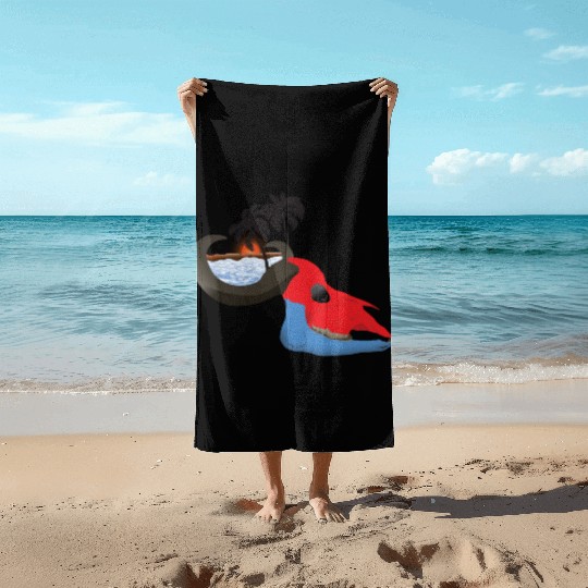 buffalo skull colorful Beach Towels