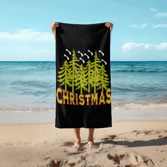 Happy Hallothanksmas Funny Christmas, Classic Beach Towels
