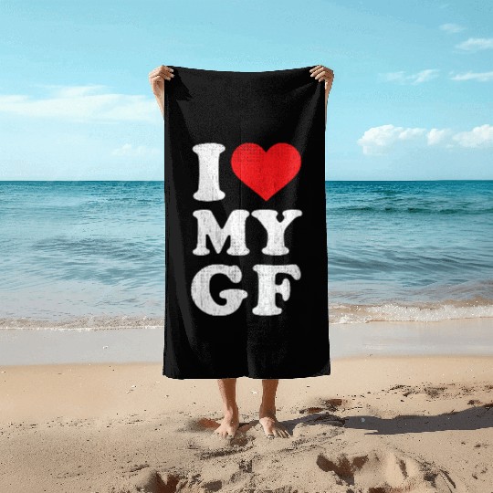 Distressed I Heart My Girlfriend Apparel I Love Beach Towels