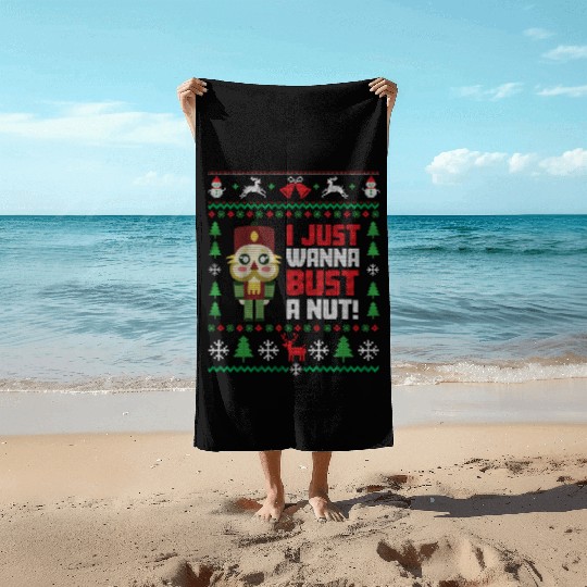 Nutcracker Ugly Christmas Ugly Christmas Saint's Beach Towels