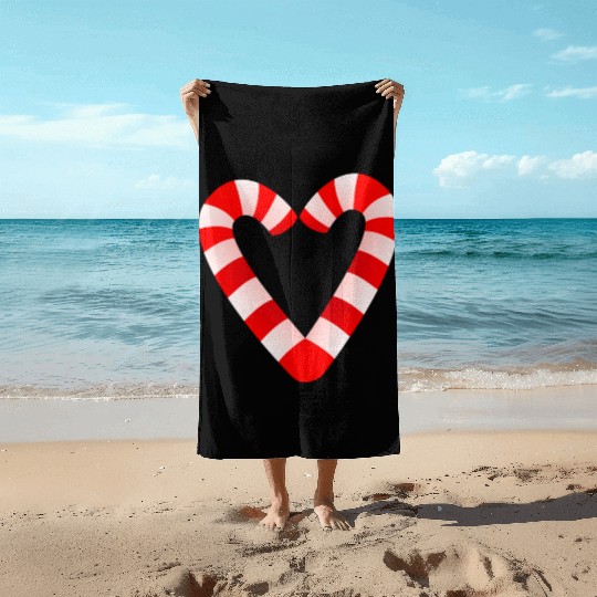 Candy Cane Hearts Beach Towels Christmas Xmas Holidays
