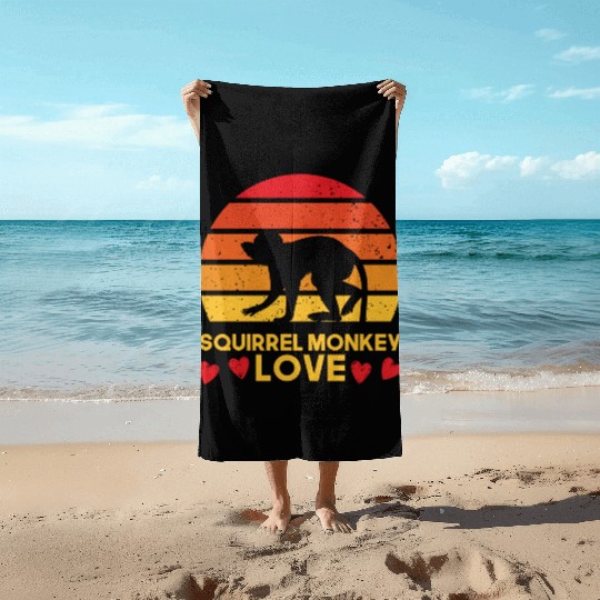 I love squirrel monkeys sunrise design Beach Towels