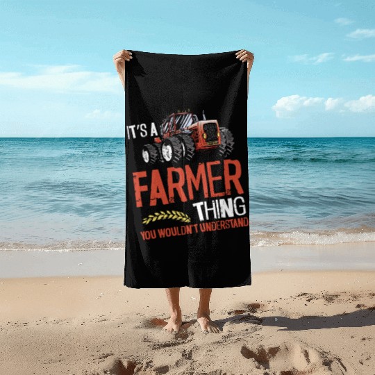 Farming Farmer Vintage Tractor Beach Towels