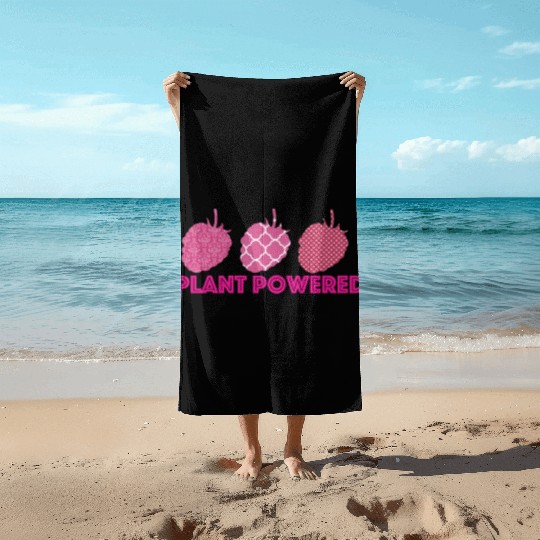 x27 Plant Powered x27 Vegan raspberry Beach Towels