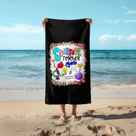 I Love Science Funny Science Teacher Lab Chemistry Beach Towels
