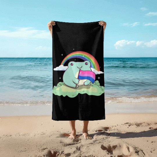 Bisexual Pride Bi Kawaii Frog Bisexual Flag Cottag Beach Towels