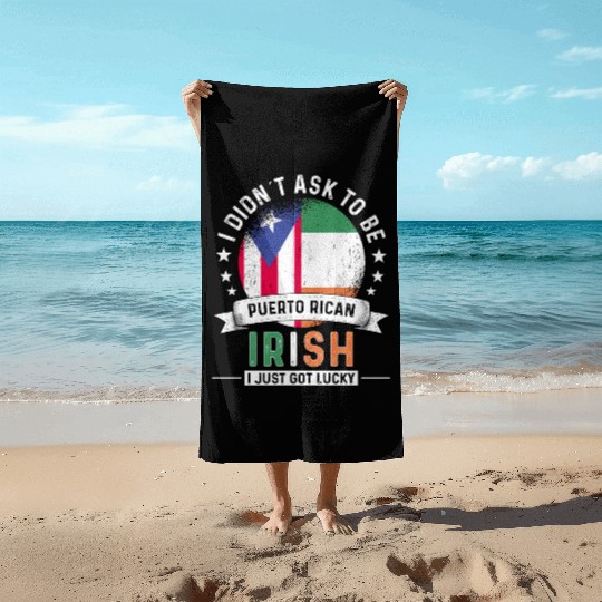 Puerto Rico Flag Ireland Grown Got Lucky Beach Towels