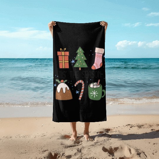 Tis the Season Christmas Beach Towels