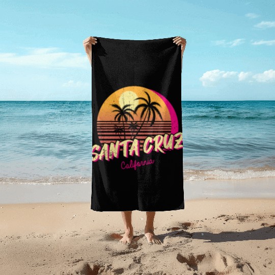 Retro Santa Cruz California Beach Towels