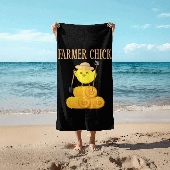 Farming Farmer Girl Chicken Farmer Beach Towels