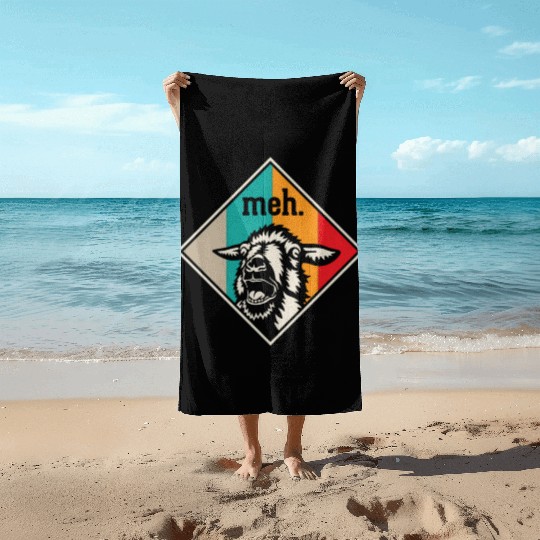 Retro Goat Farm Animal Humor Beach Towels