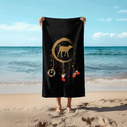 Winter dreamcatcher Christmas Calf Beach Towels